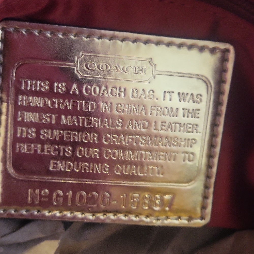 Coach Poppy Plaid Tote Bag with Gold, Blues, Greens and Reds. - Picture 7 of 14